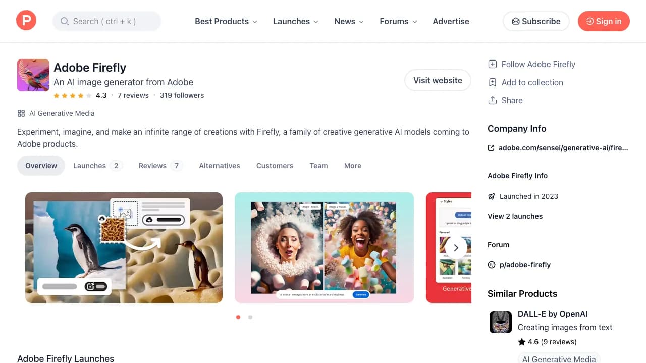 Adobe Firefly Product Hunt gallery