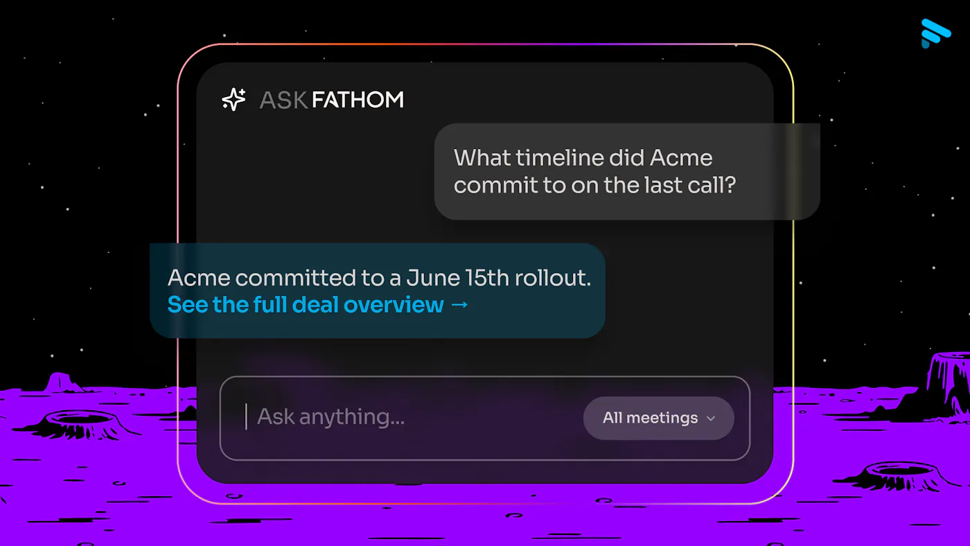 Fathom meeting assistant chat shown in its Product Hunt launch gallery