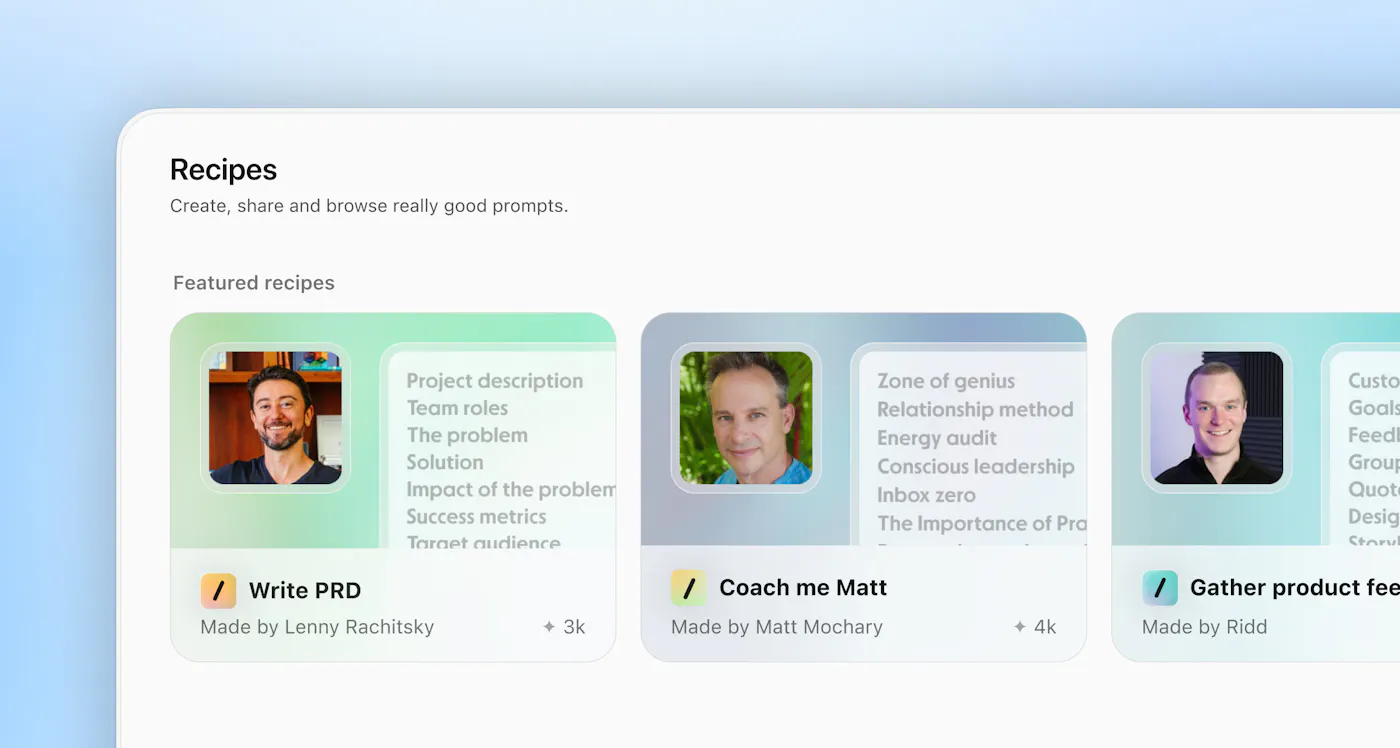 Granola Recipes workflow shown in its Product Hunt launch gallery