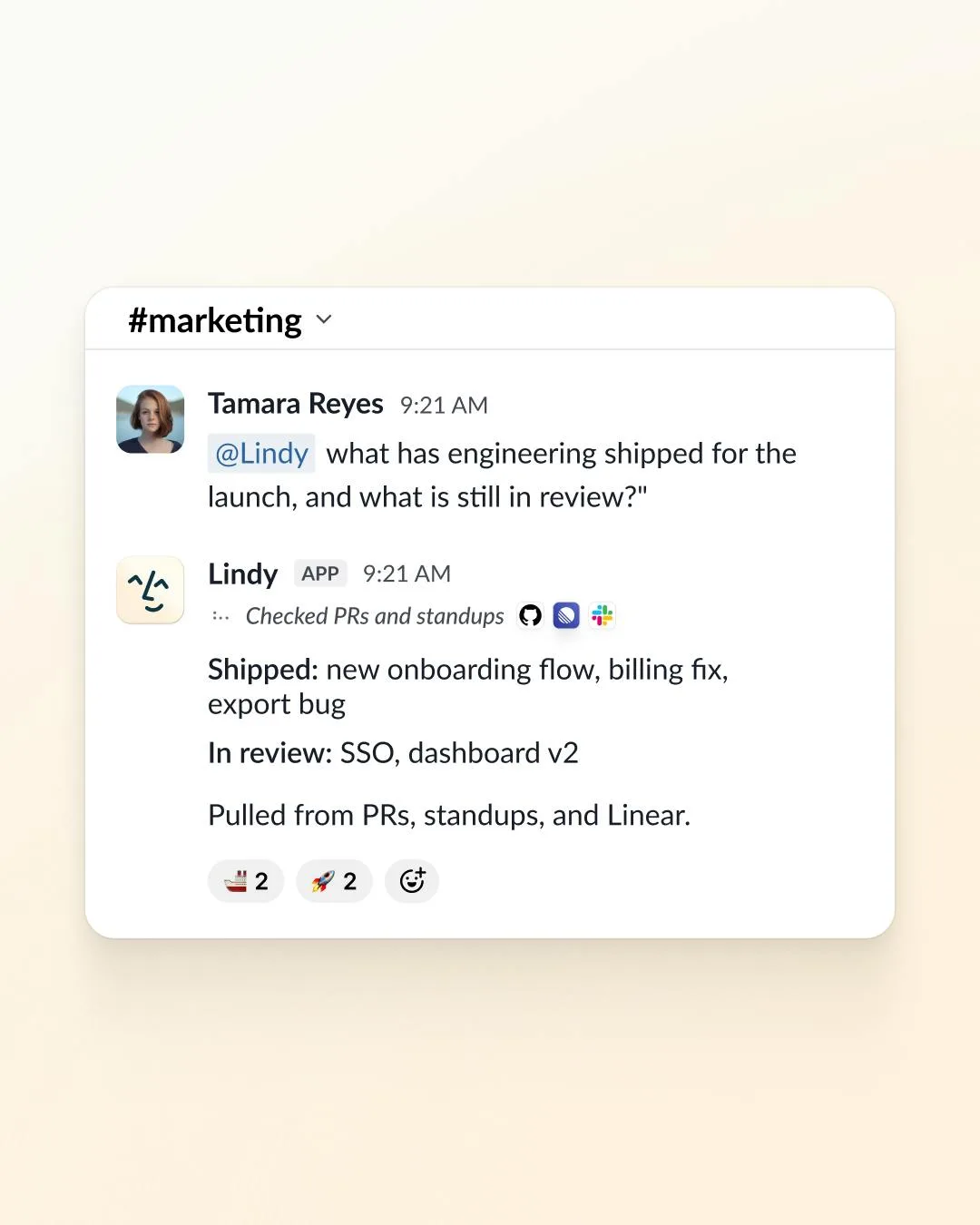 Lindy product interface