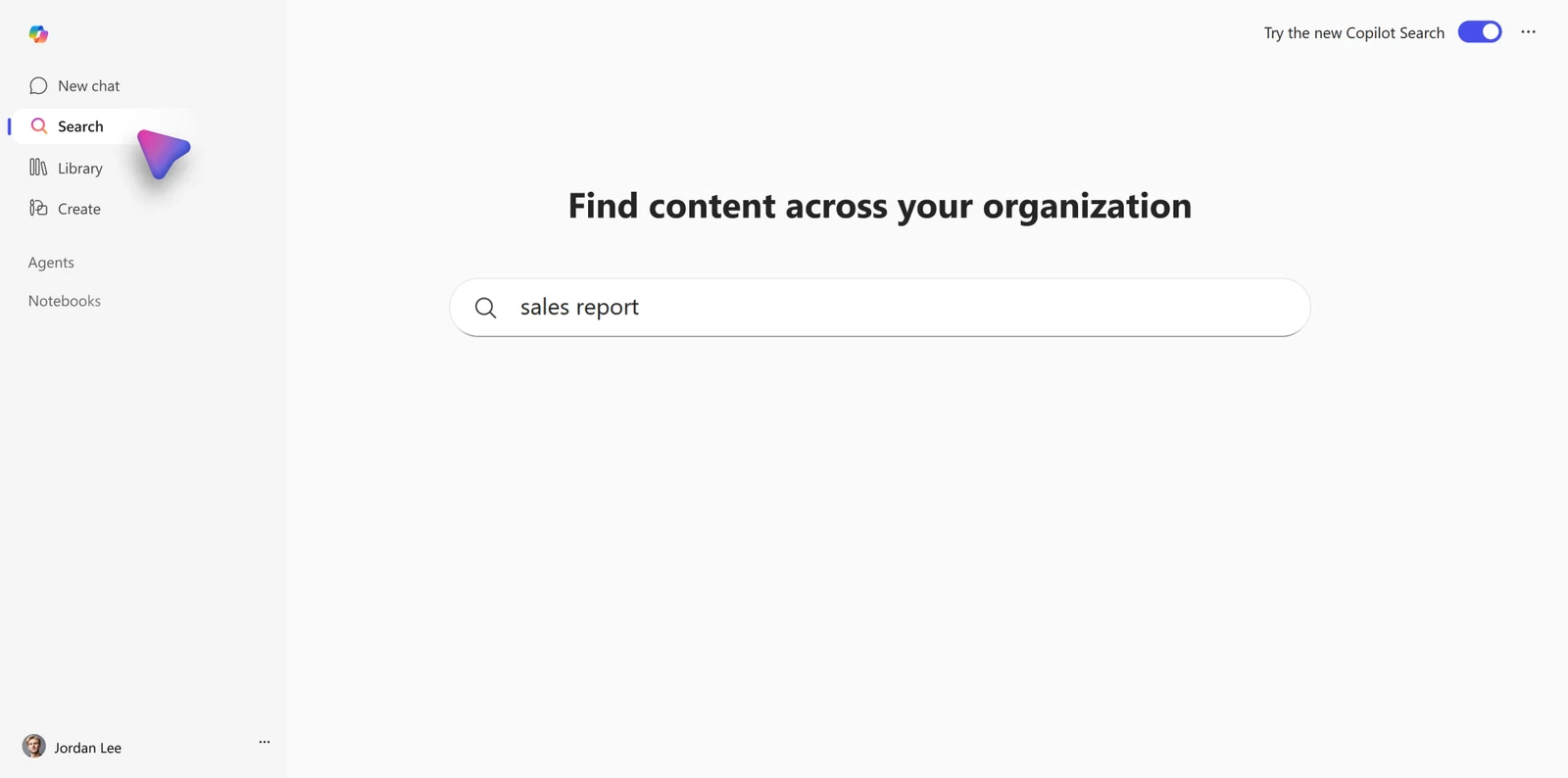 Microsoft vendor example showing the dedicated Search module and a sales report query