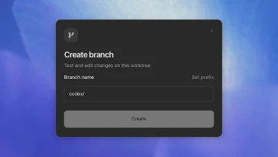 Codex Create branch dialog for an isolated worktree task