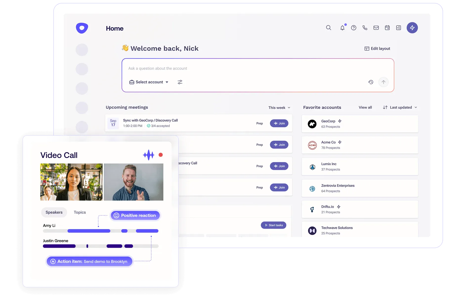 Outreach product interface