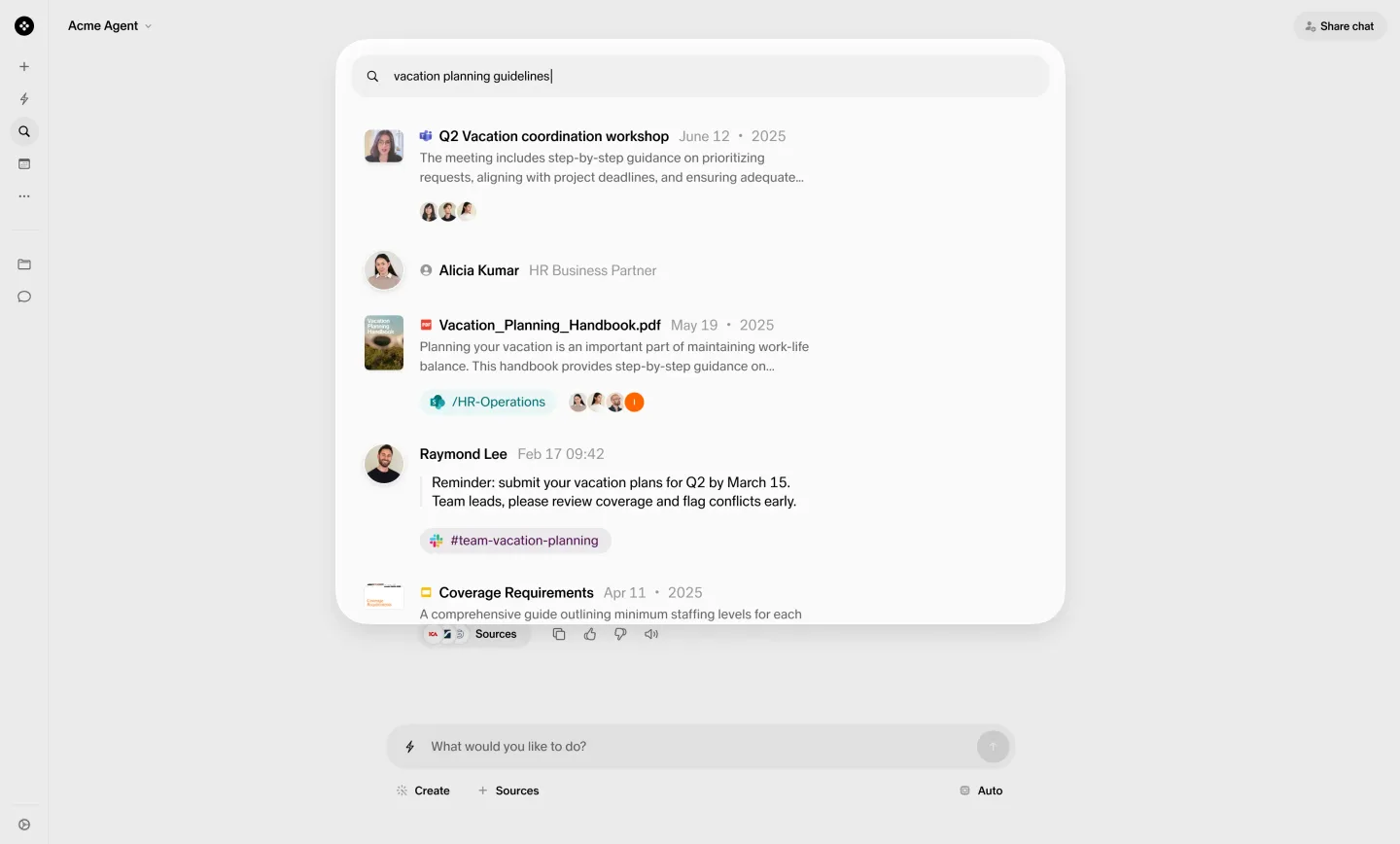 Sana agent working across connected company information
