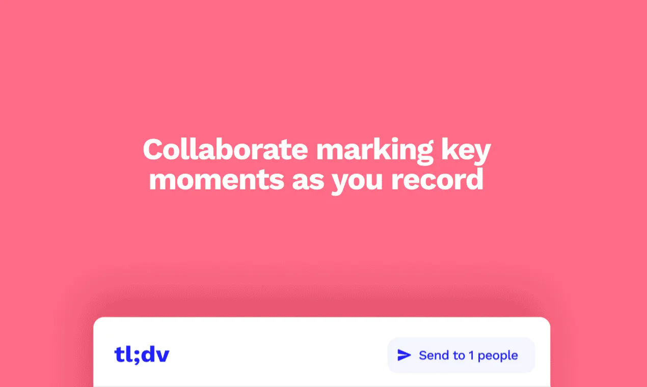 tl;dv recording and sharing interface shown in its Product Hunt launch gallery