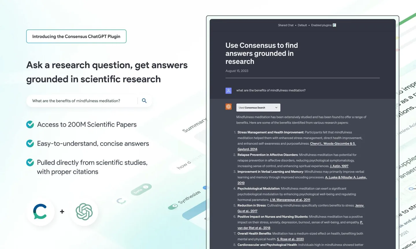 Consensus research answer interface