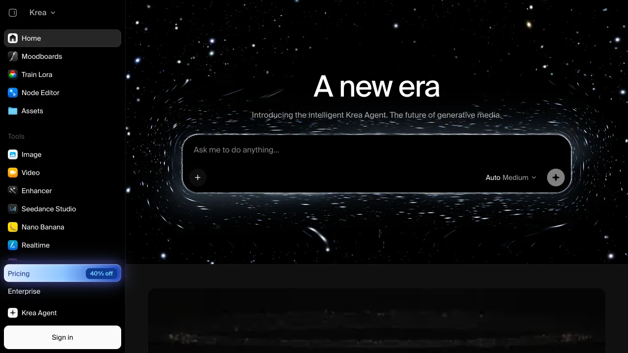 Krea real-time generation canvas