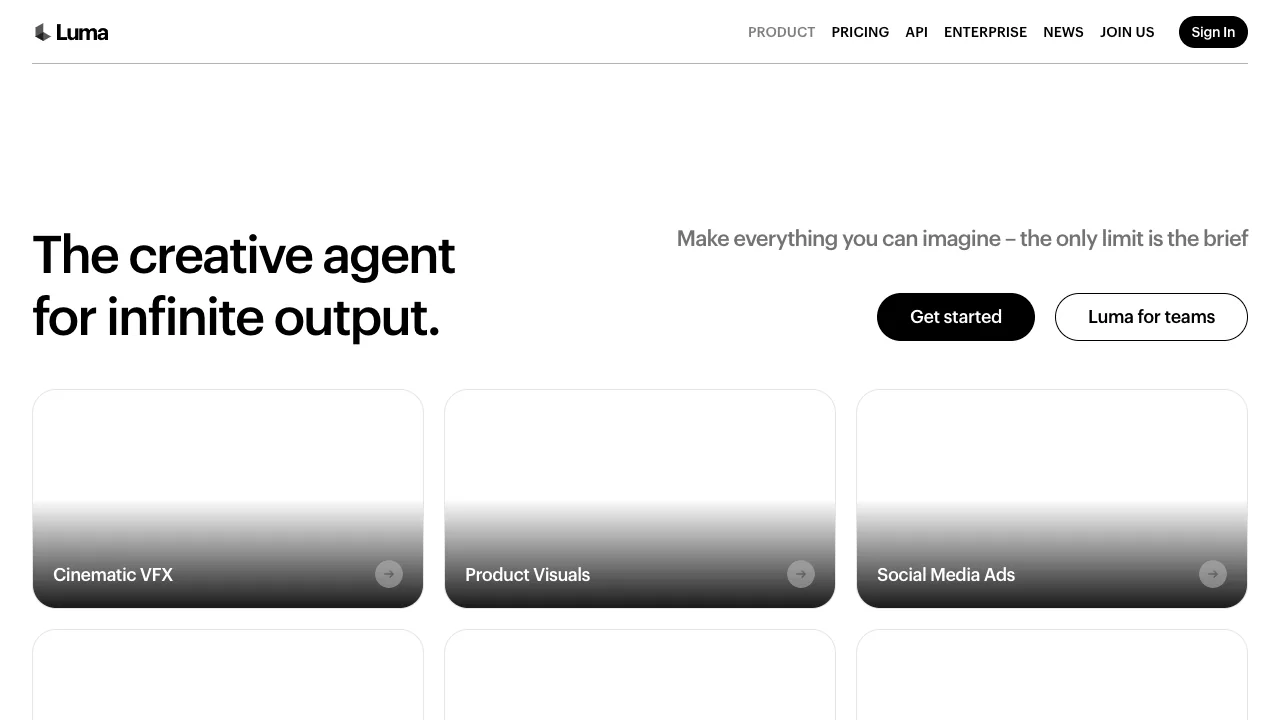 Luma creative agent product page