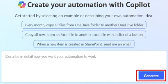 Microsoft Power Automate product interface