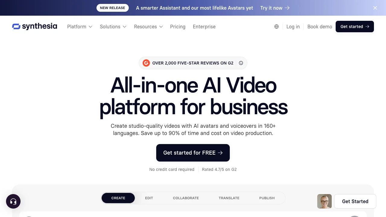 Synthesia AI video creation workspace