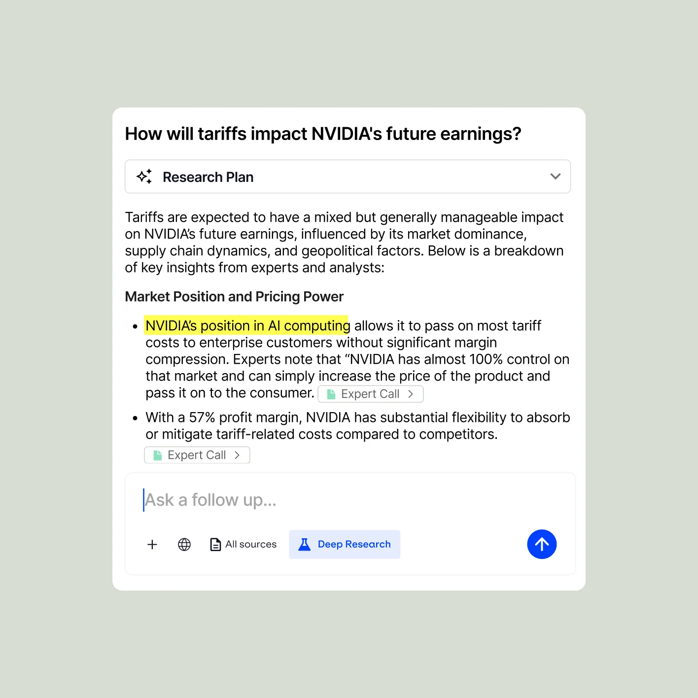 Tegus deep research answer
